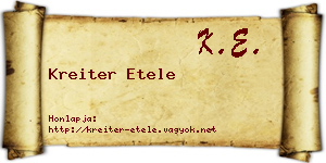 Kreiter Etele névjegykártya